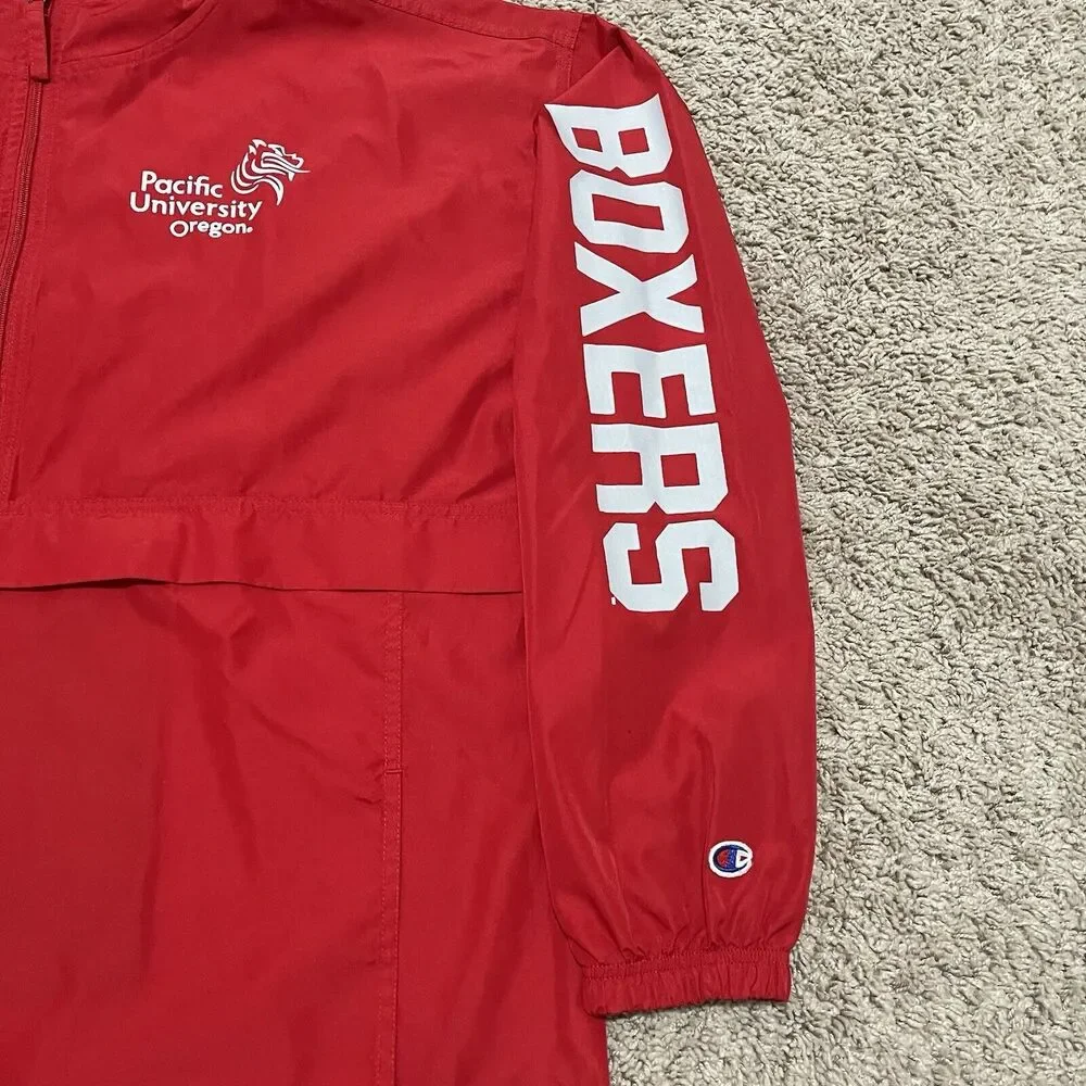 Pacific University Boxers Mens Jacket XL Red Anorak Windbreaker Oregon Champion